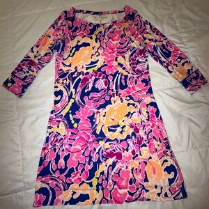 Lilly Pulitzer Vibrant Floral 3/4 Sleeve Dress